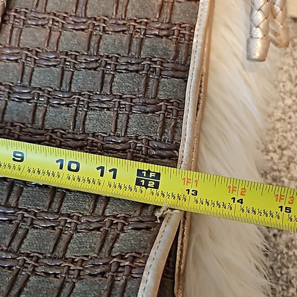 Elaine Turner Sophie Vertical Moroccan Espresso Brown Woven Handbag Large Tote - Picture 11 of 12